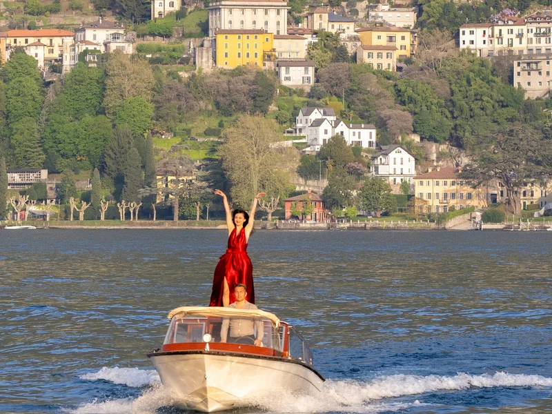 Interior detail of the luxury Venetian limo taxi on Lake Como